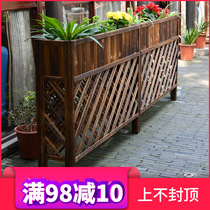 Outdoor isolation fence Hotel restaurant partition flower rack Anti-corrosion wood fence Grid flower trough Solid wood balcony flower box