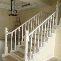 One-step staircase red oak log XZ005 small column simple Series B- shaped log handrail