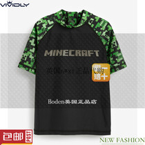 Spot N * XT boys short sleeve sunscreen swimsuit 21 summer children green Minecraft beach T-shirt (3-16 years old