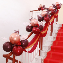 Wedding wedding wedding stair handrail decoration wedding room arrangement set flower wedding room balloon mans bedroom