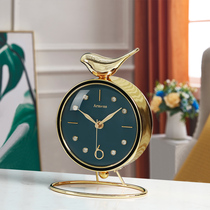Modern light luxury decorative clock home desktop silent clock decoration simple metal sitting clock creative quartz clock