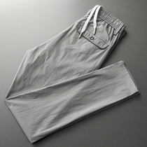 Speeding dry ice silk pants Summer casual pants mens loose straight thin section sports pants Mens wild Korean trousers