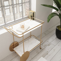 Nordic Golden Hotel Wine Cart Restaurant Mobile Hand Push Dining Car Beauty Salon Trolley Tea Dim Heart Car