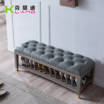 Crandi New Chinese Solid Wood Shoe Replacement Stool Home Leather Door Shoe Stool Single Layer Modern Luxury Sitting Shoe Rack