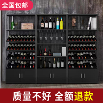 Wine rack Wine cabinet Wrought iron floor display cabinet Bar wine storage shelf Wine glass rack Simple multi-layer rack