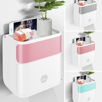 Household toilet toilet roll tissue box toilet paper towel rack toilet paper rack non-perforated wall-mounted