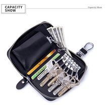 Key Bag Men Genuine Leather Lock Spoon Wrap Waist Hanging Multifunction Large Capacity Personality Zip Car Minima Mini Wallet