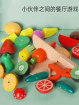 Wooden cut fruit toy children cut cut magnet vegetable cut vegetable baby fruit and vegetable kitchen boy set simulation