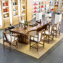 Solid Wood tea table and chair combination simple modern tea table new Chinese kung fu tea table log board office tea table
