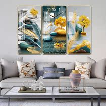 Nordic decorative painting wall clock crystal porcelain painting silent clock living room background wall hanging painting simple modern wall hanging clock