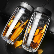 Double-layer glass mens water cup insulation drop-proof high-end summer heat insulation office tea cup Personal use