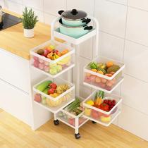 Kitchen vegetable rack square floor-to-ceiling multi-layer rotatable vegetable basket storage rack sundries fruit rack supplies