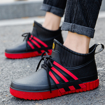 Rain shoes mens short tube non-slip waterproof shoes mens low-top four seasons rain boots kitchen rubber shoes car wash site express delivery