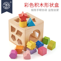 Baby toddler toy shape box matching childrens educational early childhood building block wood baby 1-2 years old boy 3 girls