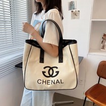 European station large capacity Womens bag 2021 new fashion Korean version tote bag canvas print shoulder bag mobile phone wallet
