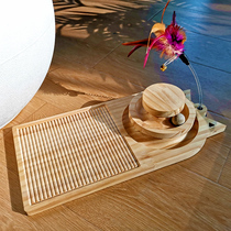 Solid wood cat scratch board cat toy self-hi do not drop shavings wear-resistant multifunctional cat turntable cat toy cat toy cat claw board durable