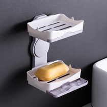 Soap box shelf drain toilet creative Nordic non hole suction cup wall-mounted soap box double soap box