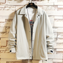 Original Cebu Wind jacket mens spring and autumn season trendy pure color flipped jacket chubby 100 hitch fashion boomer big code mens clothing