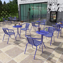 Outside pendulum table and chairs Dining Milk Tea Sweet Shop Coffee Hall Clear Bar Outdoor Outdoor Casual Iron Art Table And Chairs Combination