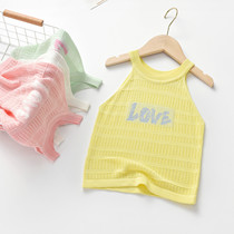 Girl vest sling thin model 2021 summer new childrens foreign-style ice silk T-shirt 1-9 years old children cool coat