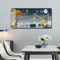 Fashion net red hanging table painting horizontal version light extravagant decorative clock living room modern minimalist clock home hanging bell decoration painting
