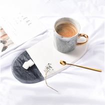Nordic ins marble elliptical disc jewelry ornaments jewelry storage flat dish snack plate cutting board shooting props