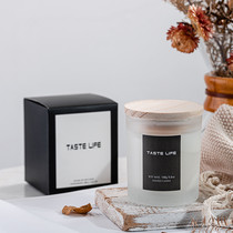 Hooded Glass Cups Handmade Soybean Wax Bedroom Scented Candle 7080 transparent wood lid Smoke-free scented candle present