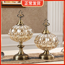 Neoclassical home model room soft decoration storage tank European living room tea table with cover dried fruit snacks candy tank