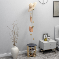 Marble wrought iron coat rack shoe rack floor hanging clothes rack bedroom room simple household rack light luxury