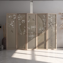 New Chinese screen partition living room entrance entrance entrance entrance modern simple fabric solid wood mobile folding folding screen simple