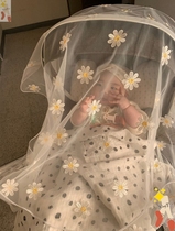 Korea ins stroller mosquito net full-face universal baby embroidery anti-mosquito curtain cart sunscreen breathable mosquito cover