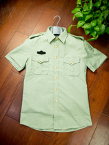 Spot olive green spring and autumn clothes Summer regular clothes Long sleeves Short sleeves lined with metal buttons Tooling shirts Summer pants