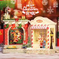 Christmas decoration scene arrangement Christmas tree crystal ball music box Old Man birthday gift for children Girls