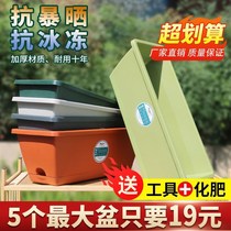 Holen planting pot balcony vegetable planting box trough household vegetable artifact rectangular plastic flowerpot special clearance