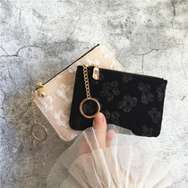 Wallet Woman Short Section New Ins Small Crowddesign Card Bag Zipper Zero Money Bag Flowers Key Bag Mini Coin Bag