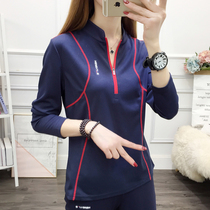 Spring and Autumn New outdoor quick-drying clothes women Thin Thin Thin breathable long sleeve T-shirt stand neck running sportswear short sleeves