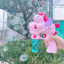 Shaking sound Net Red automatic bubble gun toy one-horn pony girl Heart Children blow bubble rainbow pi bubble opportunity