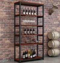 Simple Wrought iron wine rack Vintage display rack shelf European shelf Wine rack storage bar multi-layer