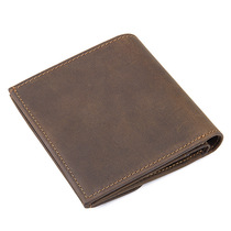 Crazy Horse Leather Mens Wallet Mens Tide Brand Head Layer Leather Vintage Wallet Short Coin Wallet