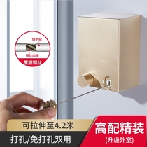Invisible shrink clothesline non-perforated toilet telescopic drying rack indoor clothes clothes artifact balcony drying cool clothes