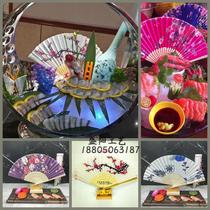 Pendboard decoration fan salmon sashimi boat decoration flower bamboo bone fan waterproof shape fan cooking plate decoration