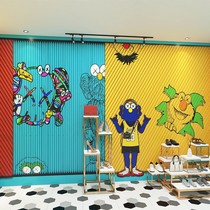 KAWS container wallpaper Tide brand clothing store decoration network Red live room photo background wall European and American personality wallpaper