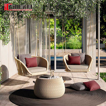 Balcony hanging basket Net red outdoor Nordic swing rocking chair Courtyard Villa double rattan birds nest landing Leisure