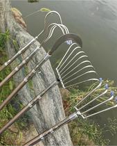 Fishing grass cutter water grass sickle large Crescent serrated knife adhesive hook rake stainless steel wild fishing anchor grass hole tool