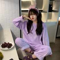 Can wear out of the pajamas autumn and winter 2021 New Korean version of net red Fashion Home suit women two-piece tide
