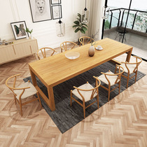 Industrial style solid wood conference table Long table Office desk Simple modern long table Large training negotiation table and chair combination