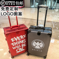 sup all aluminum magnesium alloy trolley case female password suitcase personalized metal luggage male custom pattern logo