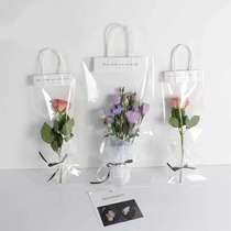  Valentines Day flowers transparent portable flower bag small bouquet gift bag Nordic simple single rose packaging bag 10