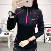 2021 spring women outdoor sports long sleeve quick-drying clothes quick-drying stand collar running T-shirt perspiring breathable top