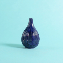 GERODI dark blue drop-shaped vase handmade ceramic bottle desktop ornaments decorative artwork